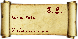 Baksa Edit névjegykártya